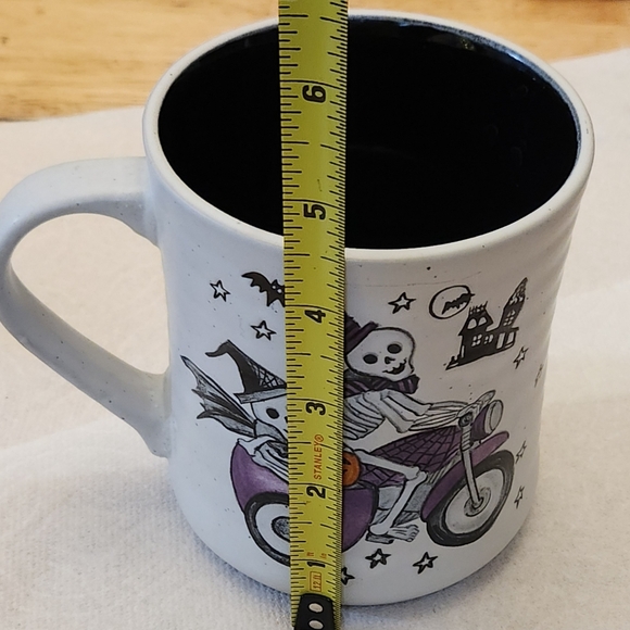 Cobwebs & Cauldrons Halloween Skeletons on Motorcycle 18 oz. Mug - Picture 6 of 7